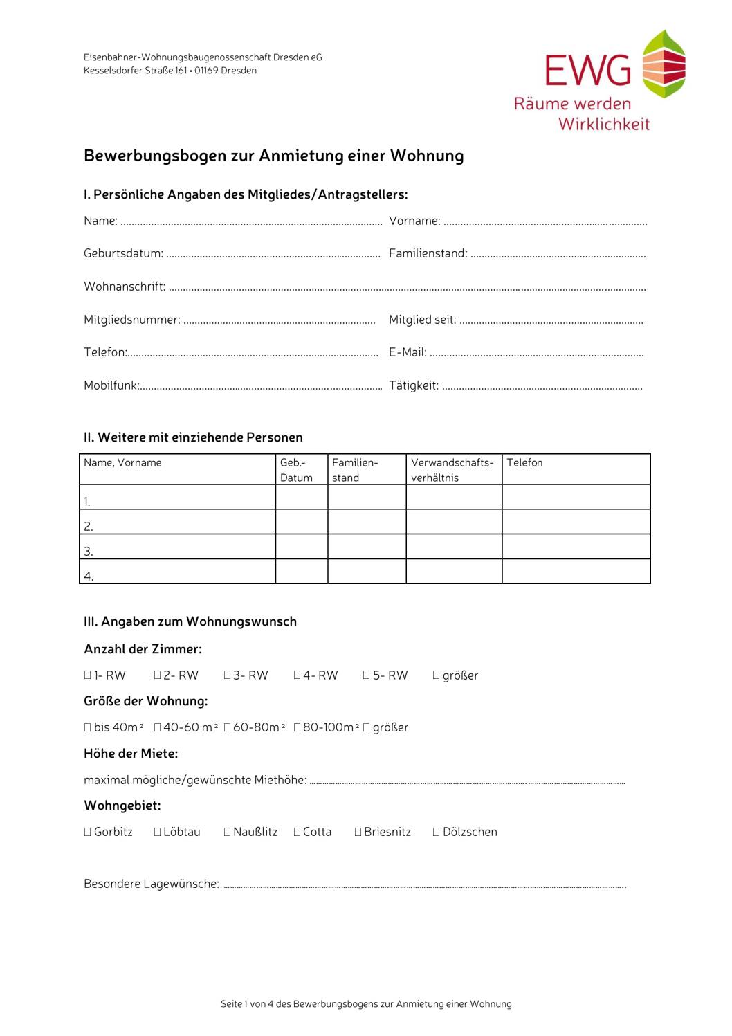 Bewerbungsbogen