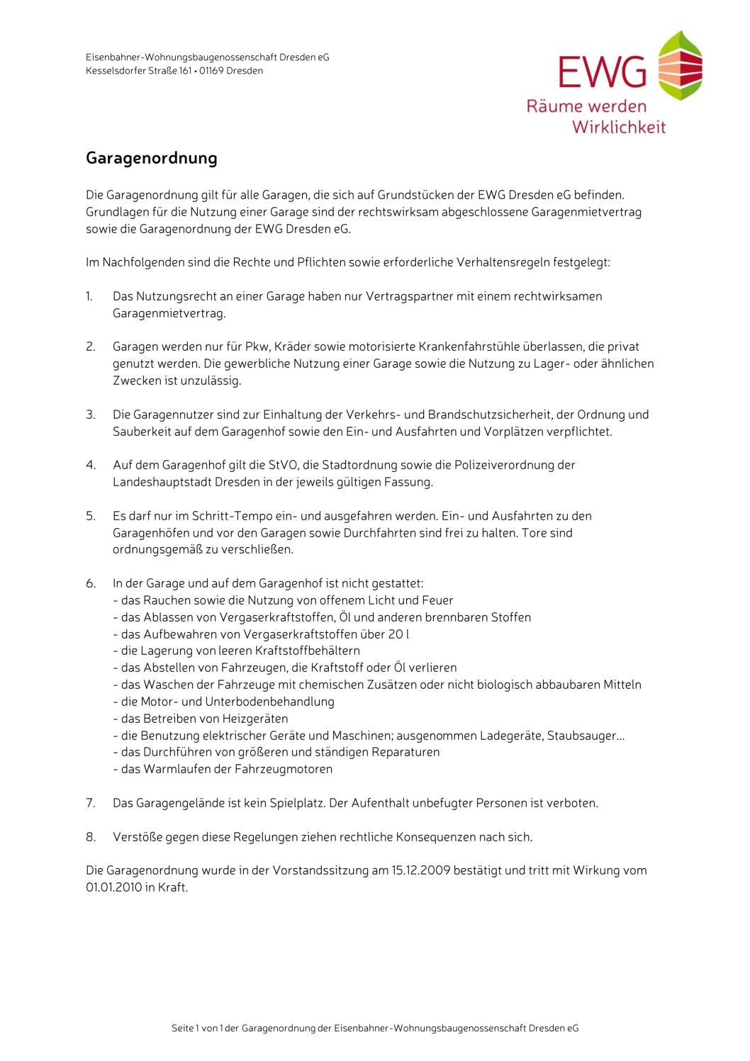 Garagenordnung