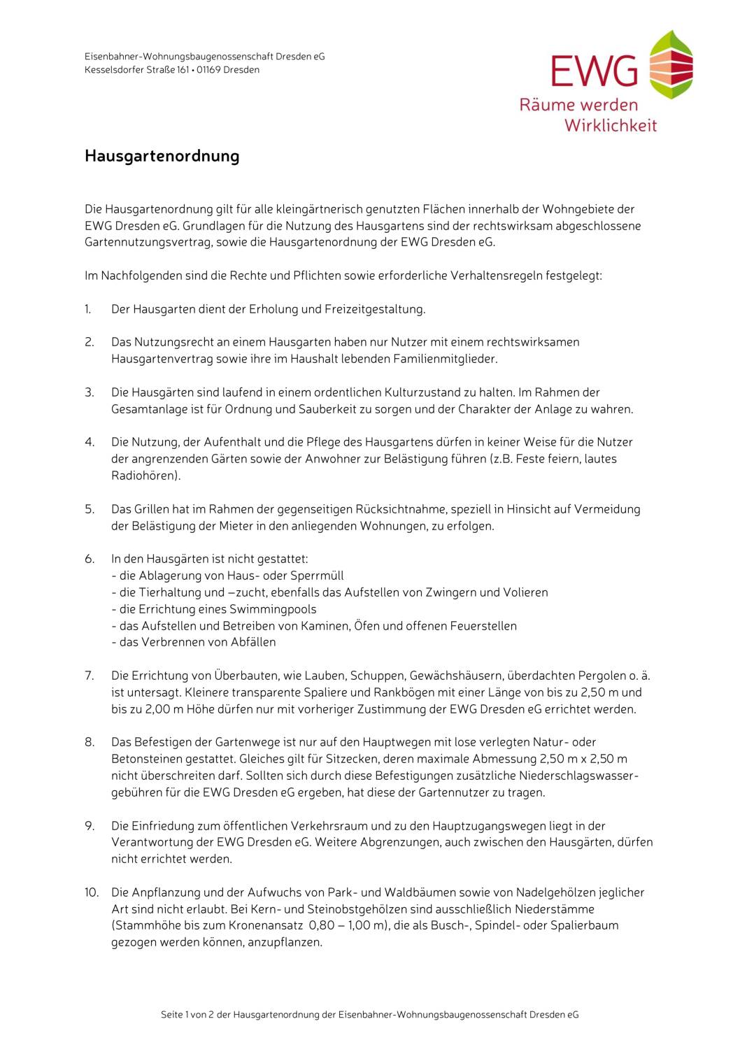 Hausgartenordnung